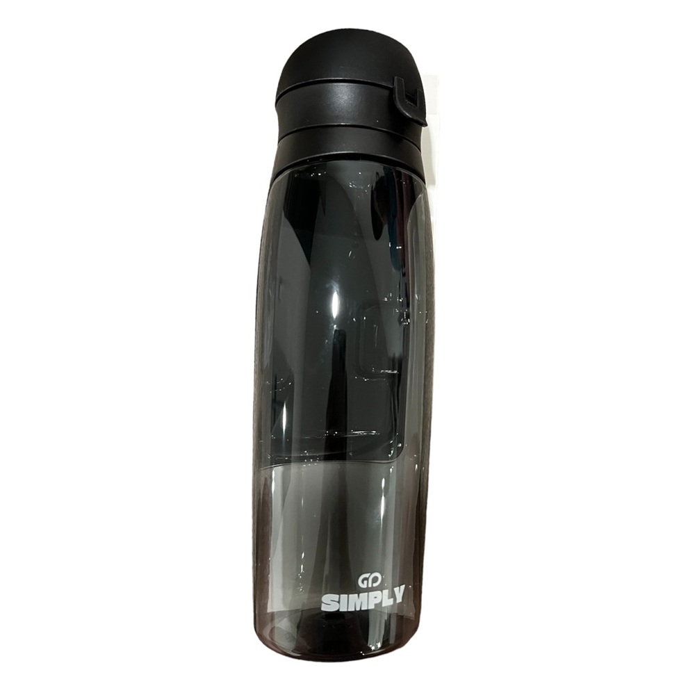 Black /BPA-free plastic water bottle with card slot